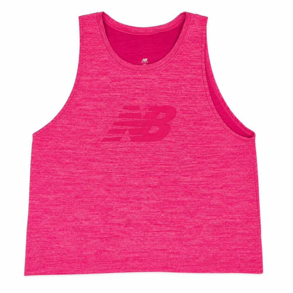 Used Balance Women's Pink Heathered Performance Crop Tank Top